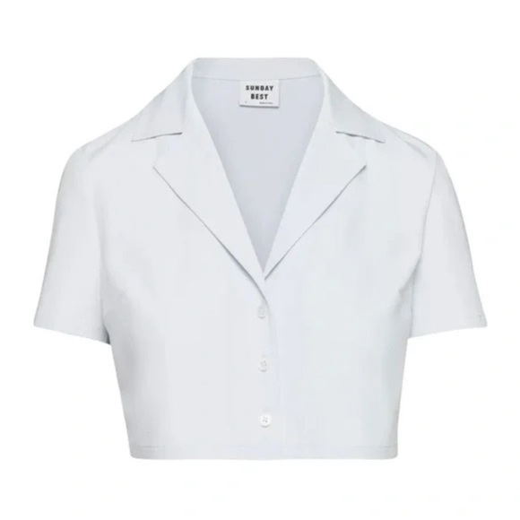 Sunday Best Shirt aritzia tuesday crop womens White preppy academia Size Small - Picture 1 of 9